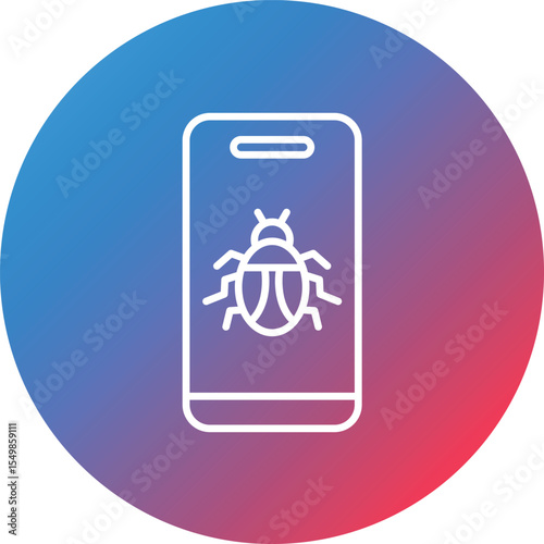 Mobile Virus Line Gradient Circle Background Icon