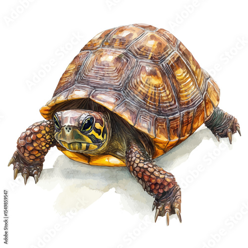 watercolor vector of Box Turtle, isolated on a white background.