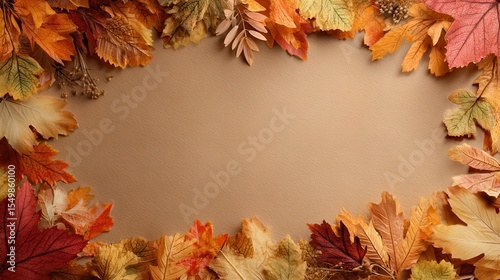 Autumn composition. Frame made of autumn leaves.