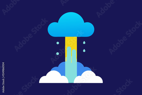 Celestial Rain A Vivid Illustration of Cloud Burst and Water Cycle