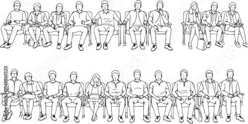 Contour of group people in auditorium. Vector illustration
