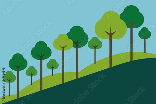 Growing Trees on a Hillside A Simple Illustration of Nature's Growth