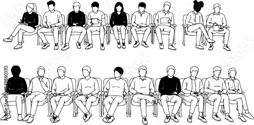 Contour of group people in auditorium. Vector illustration

