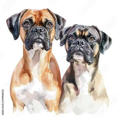 Boxers, watercolor illustration vector, isolated on a white background.
