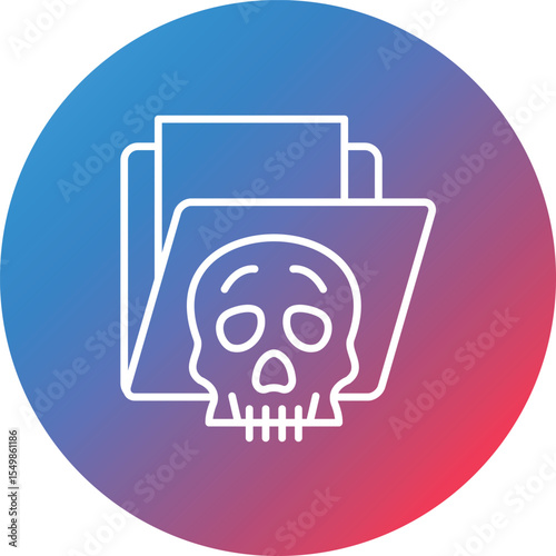 Folder Hacked Line Gradient Circle Background Icon