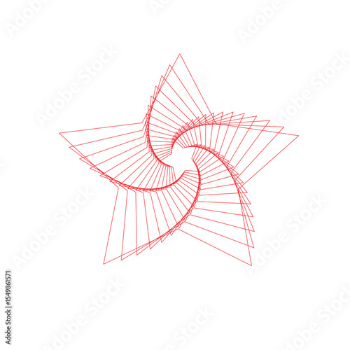 A delicate rendering of a star shape formed by repeating triangular segments in a spiral arrangement
