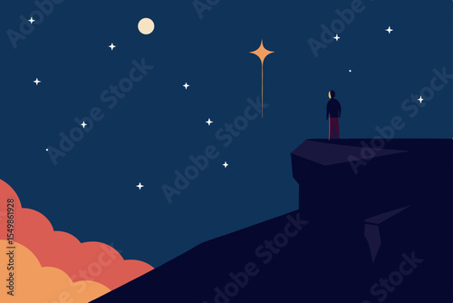 Night Sky Wonder A Solitary Figure Gazes at the Starry Expanse