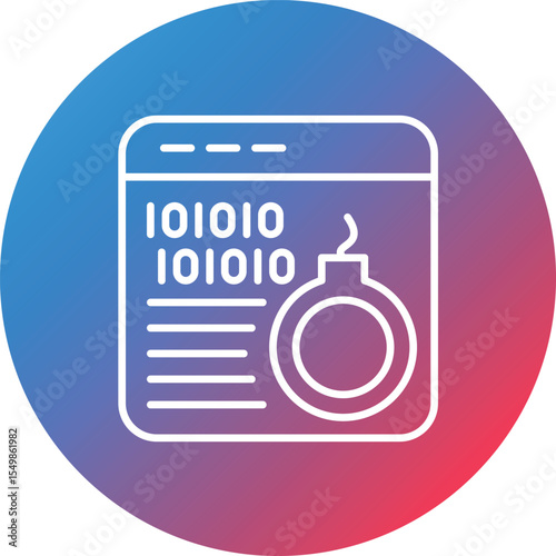 Cyber Bomb Line Gradient Circle Background Icon