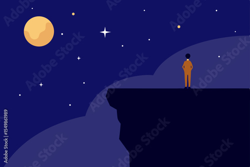 Night Sky, Cliff Edge Contemplation and the Uncertain Future