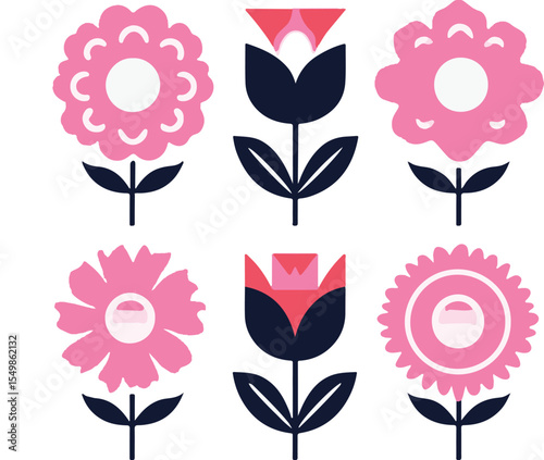 Vibrant vector floral pattern with pink blossoms, leaves, and vintage rose illustrations for seamless spring and summer designs