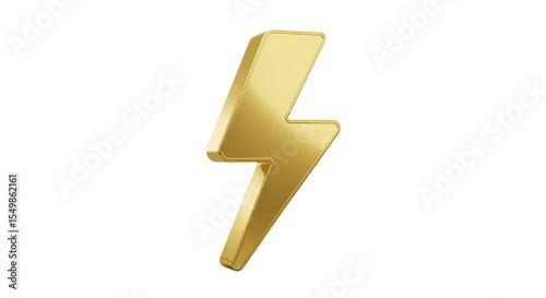 Free Download Isolated 3D Render of Shiny Metallic Gold Lightning Bolt Icon Symbol - GFXLoad