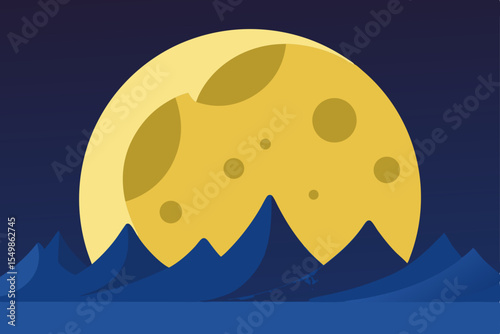 Majestic Moonlit Mountains A Nighttime Landscape Illustration