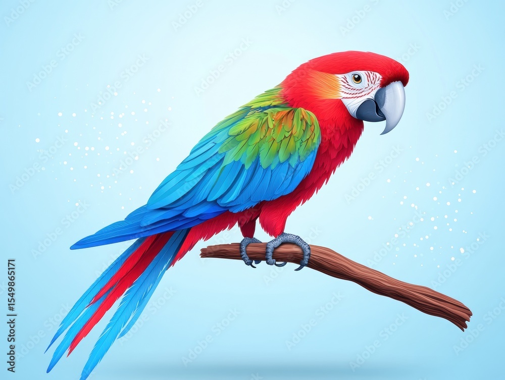 Fototapeta premium Vibrant macaw perched on branch