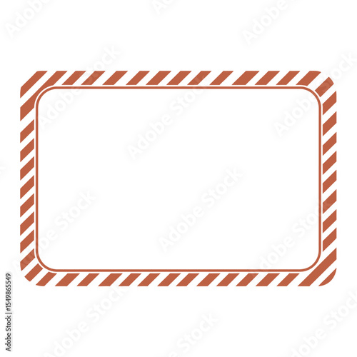 A rectangular frame with rounded corners and a diagonal striped border on a light beige background