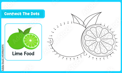 Connect The Dots Lime. Dot To Dot Educational Game. Vector Illustration Adobe Stock 
