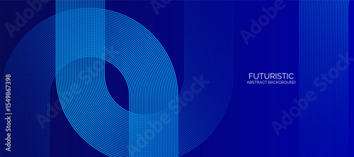 Blue Abstract background with glowing geometric lines. Modern shiny blue diagonal rounded lines pattern. Suit for poster, cover, banner, brochure, presentation, website, flyer