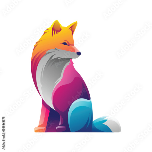 Cute cartoon cat pet with a funny tail chasing a little mouse illustration