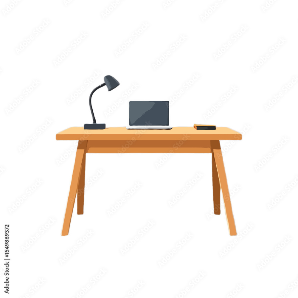 Fototapeta premium Simple Computer Desk with a lamp and a laptop