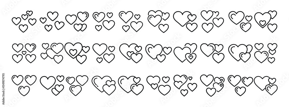 Set of Heart Icons – Line Style Romantic and Love Symbols for Apps and Designs Set of Heart Icons – Line Style Romantic and Love Symbols for Apps and Designs