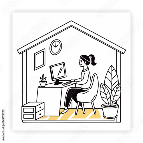 Remote Work and Freelancing Doodle Icons