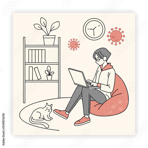 Remote Work and Freelancing Doodle Icons