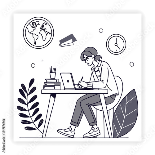 Remote Work and Freelancing Doodle Icons