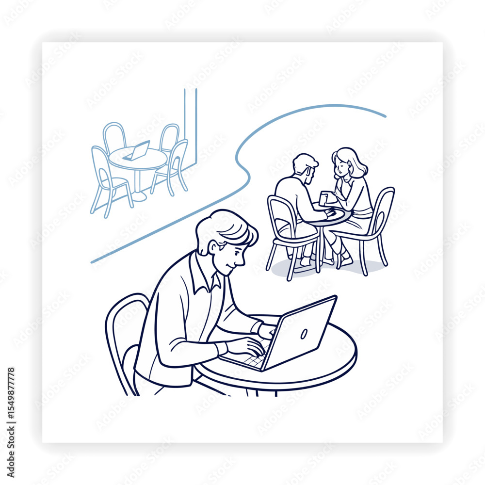 Naklejka premium Remote Work and Freelancing Doodle Icons