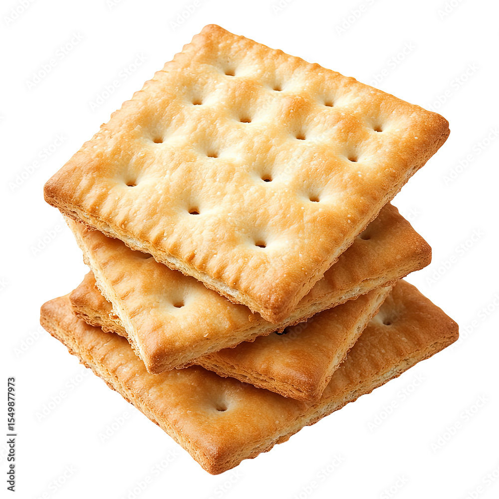 Fototapeta premium stack of crispy crackers isolated on transparent white background, clipping path