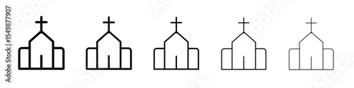 view inside catholic church icon vector illustration isolated