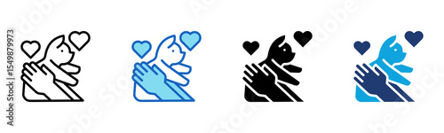 Cat Adoption icon Multi Style Vector Illustration