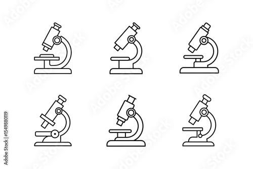 medical microscope line art vector illustration
