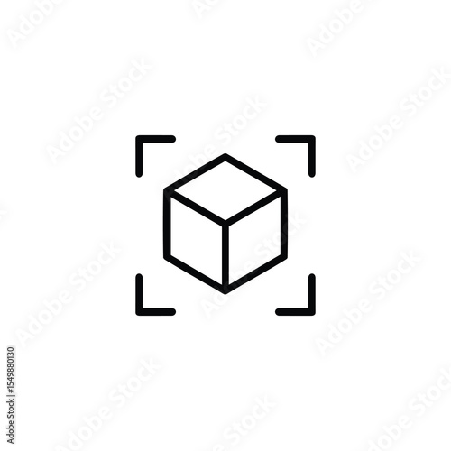 Isometric Cube Outline Scan Brackets Icon