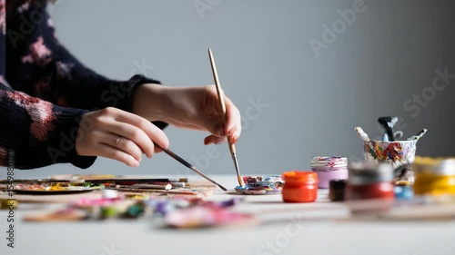 mixing paint on a palette