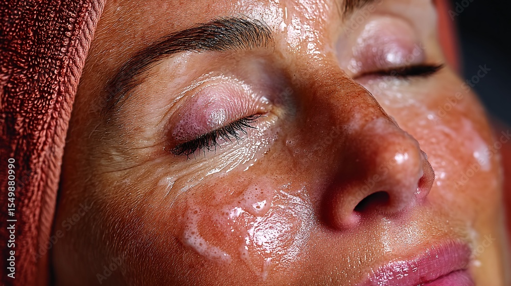 Fototapeta premium Facial Treatment with Mask Applied on Relaxed Woman's Skin