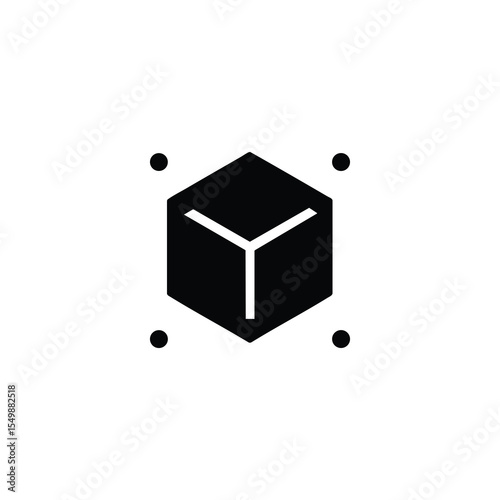 Solid Isometric Cube Bounding Dots Icon