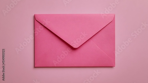 Pink Envelope on a Pink Background, A single, closed pink envelope sits on a solid pink surface.