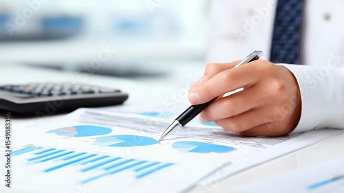 Hand analyzing financial charts