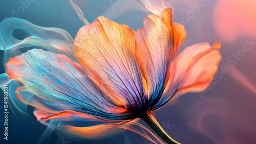 Abstract Floral Animation: Vibrant Colors and Dreamy Smoke Effects Enhance This Flower