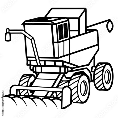 Combine Harvester line art vector