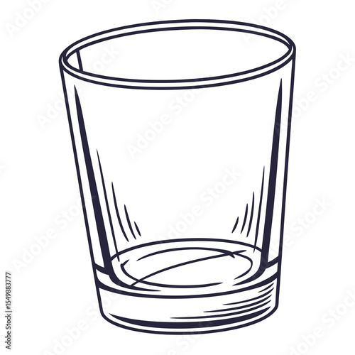 Simple empty shot glass with bold lines and minimal vector design