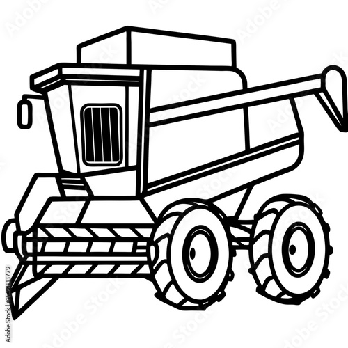 Combine Harvester line art vector