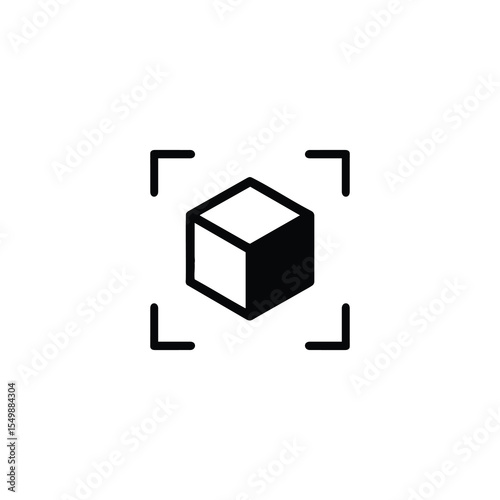 Solid Isometric Cube Scan Brackets Icon