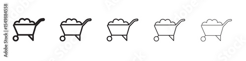 wheelbarrow unloading icon vector illustration isolated