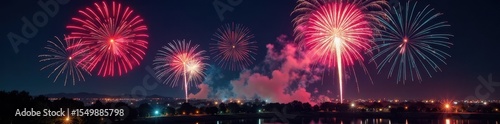 Brilliant fireworks illuminate a lively nighttime event , display, sparkler