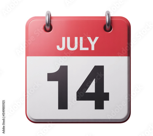  July 14 Calendar Date Icon