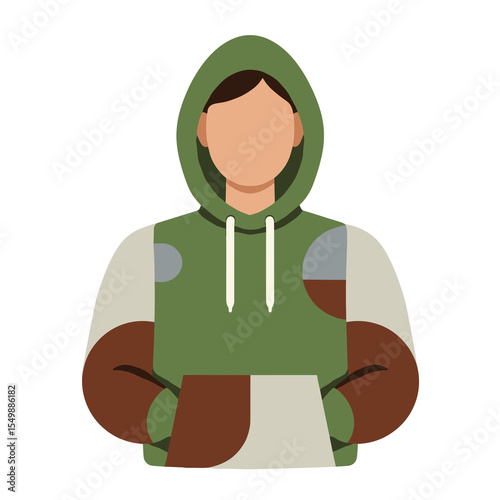 Vector illustration of startup founder in patchwork hoodie