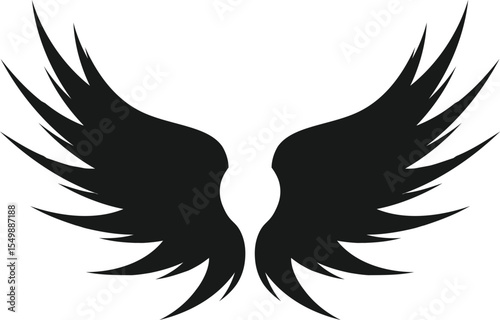 angel wings black logo silhouette vector, angel wings logo, black feather of an angel
