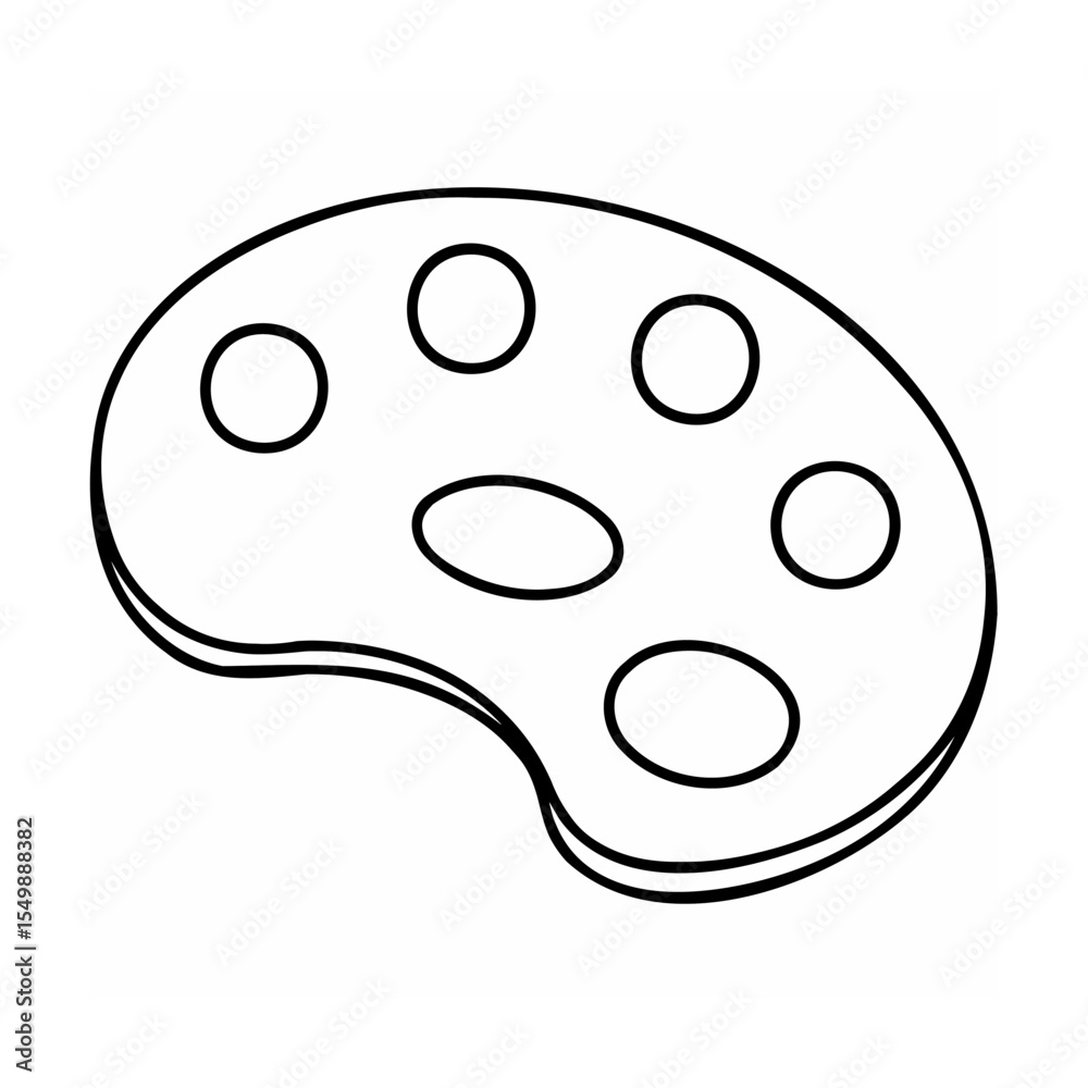 Fototapeta premium Black and White Artist Palette Icon Line Art Illustration