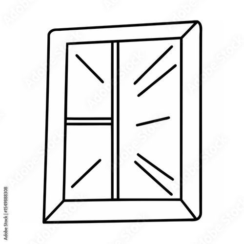 Simple Line Drawing of a Window with Crossbars illustration