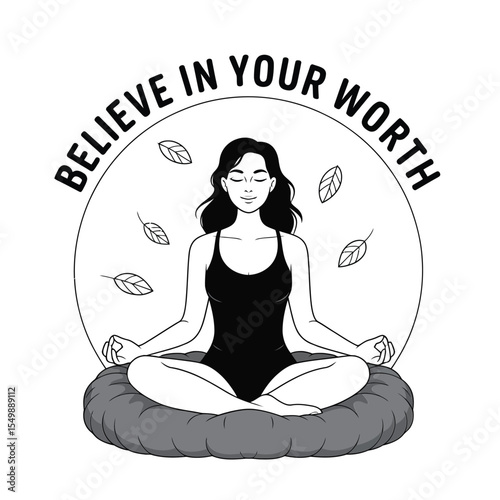 Self love affirmation quotes with text placeholder in black and white vector 2
